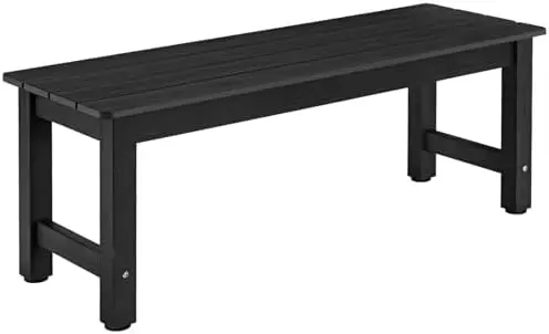 Outdoor Benches Weatherproof, 2-Person Poly Lumber Garden Bench, Black | All-Weather Patio Bench Will not Rot and Fade