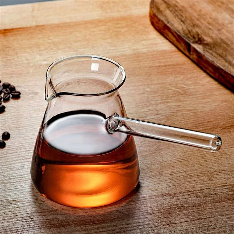 

Heat Resistant Coffee Pot Glass Tea Maker Pitcher Butter Stovetop Kettle Boiler Handle Arabic Melting Saucepan