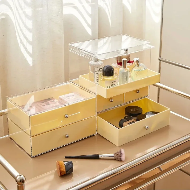 Desktop Acrylic Storage Box Exquisite Jewelry Organizer Lipstick and Cosmetics Dust-Proof Drawer Dressing Table