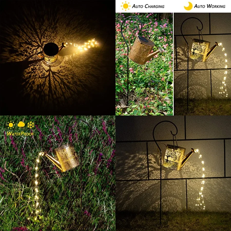 

Solar Watering Can Lights Outdoor Garden Decor, Large Waterproof Cascading LED Hanging Solar Lights, Gifts for Mom Grandma Wome