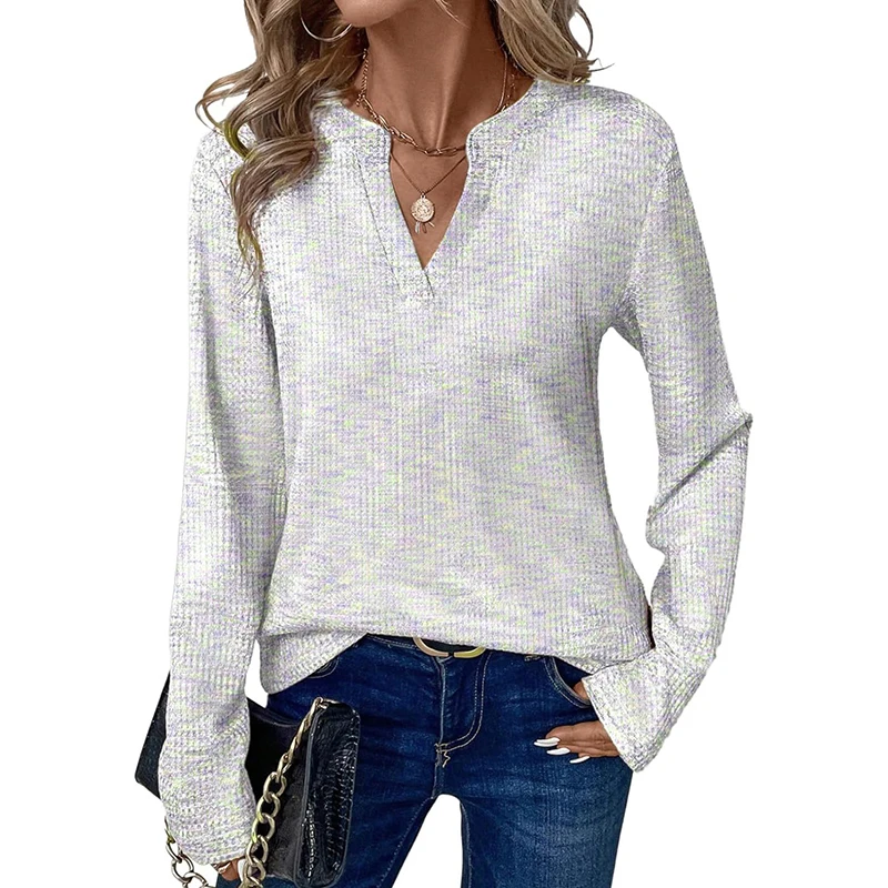 Autumn Long Sleeve Blouse Women Casual V Neck Loose Shirts For Women Elegant Pullover Casual Blusas Woman 2025