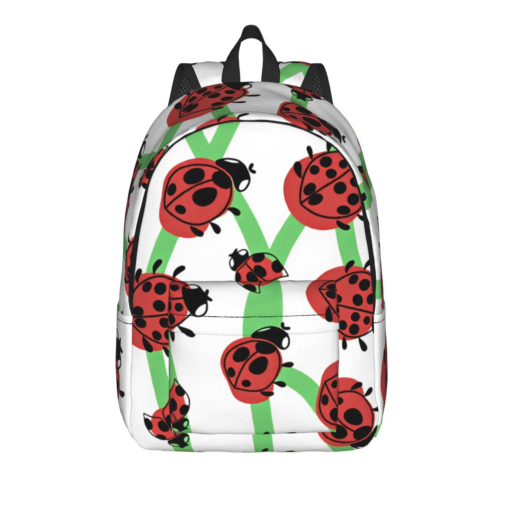 Ladybug Green Vine Backpack  Student Polyester Outdoor Style Backpacks Durable Stylish School Bags Rucksack