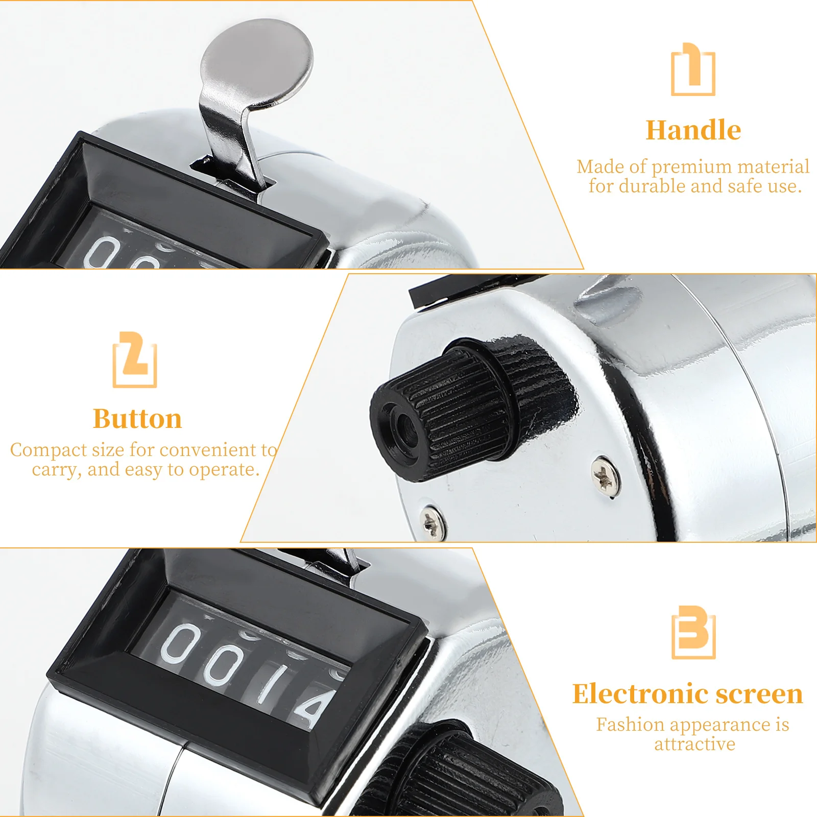 

2Pcs Hand Tally Counters Chrome Plated Iron Sheet High Precision 4 Digit Tally Counter Easy to Carry Counting Tools