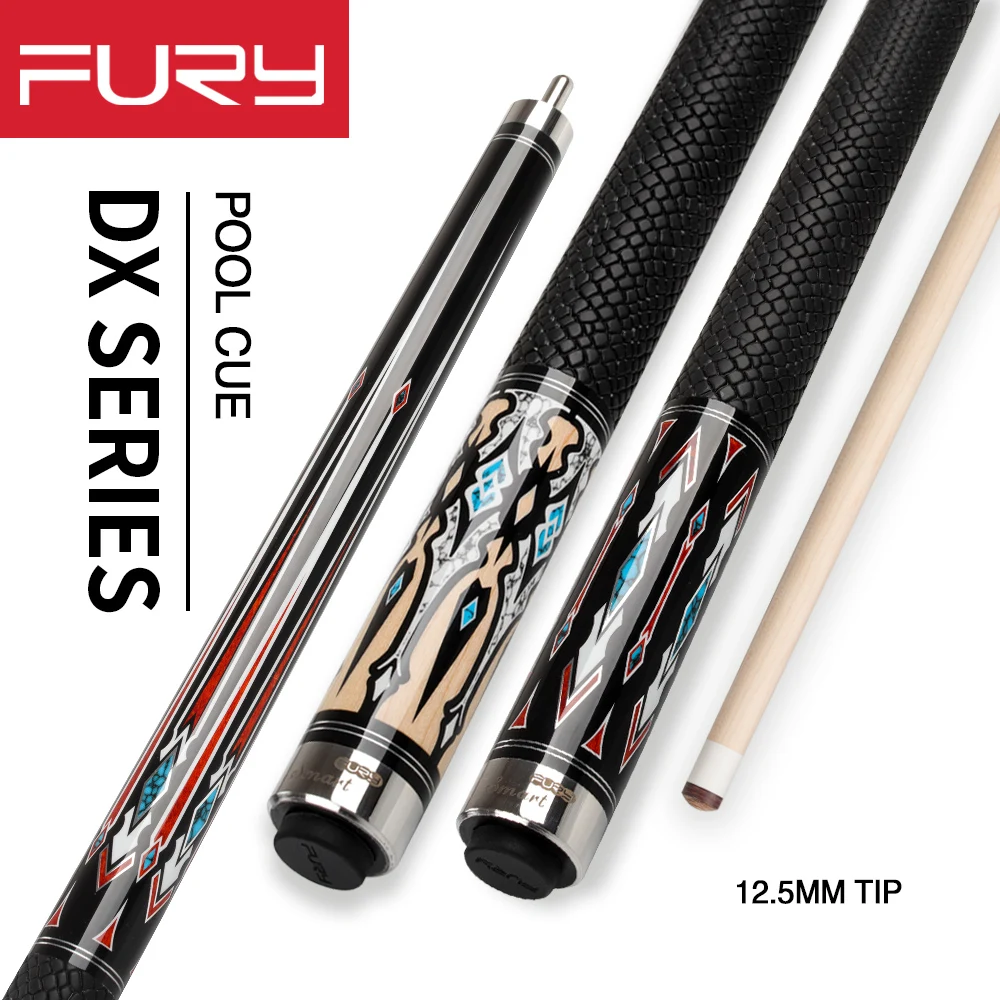 

FURY-Handmade Billiard Stick Kit with Case, Maple Shaft, Leather Handle, Tiger Tip, Quick Joint, HT2, DX-1, DX-4