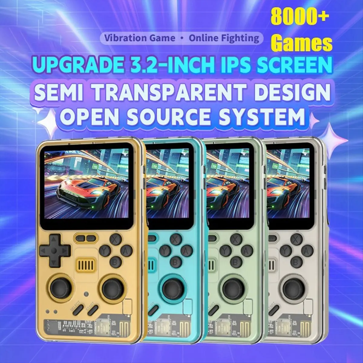

AS62 RGB20PRO Retro Handheld Game Console 128GB 3.2inch IPS Screen Built-in WiFi+Bluetooth for GB/GBA/GBC/PSP Simulator A