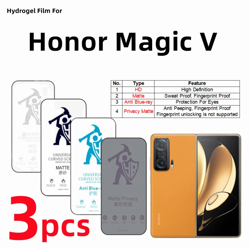 3pcs HD Outer Hydrogel Film For Honor Magic V Matte Screen Protector For Honor Magic V Eye Care Anti Spy Matte Protective Film