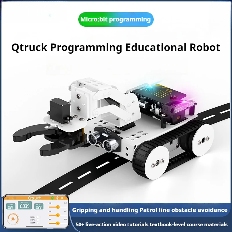 Microbit Graphical Programmable Robot Qtruck Creator Education Crawler Patrol Handling Intelligent Carts