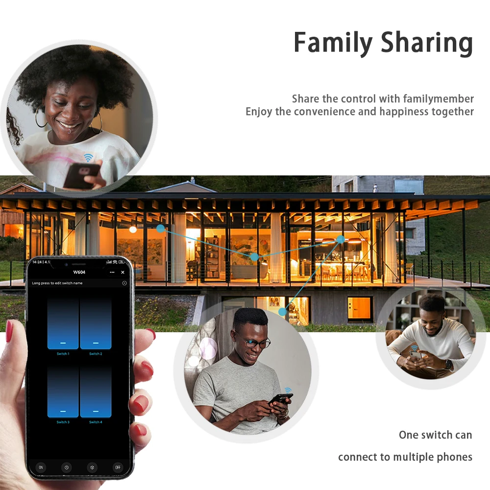 Tuya – interrupteur d'éclairage intelligent Wifi, commande tactile, aucun fil neutre requis, Compatible avec Alexa Google Voice Assistant 1/2/3/4 Ch