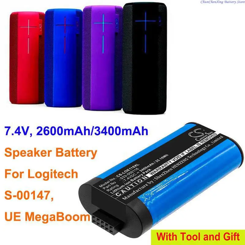 OrangeYu 2600mAh/3400mAh bateria głośnikowa 533-000116, 533-000138 dla Logitech S-00147, UE MegaBoom, UE MegaBoom 1