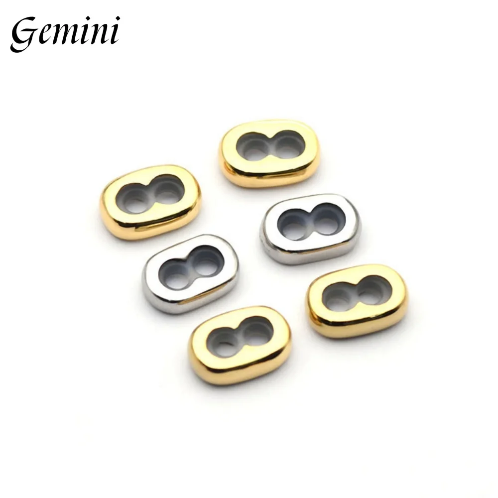 10 sets Stainless Steel Double Hole Adjustment Beads End Caps Non-slip Silicone Ring Stopper Spacer Beads for Bracelets Jewelry