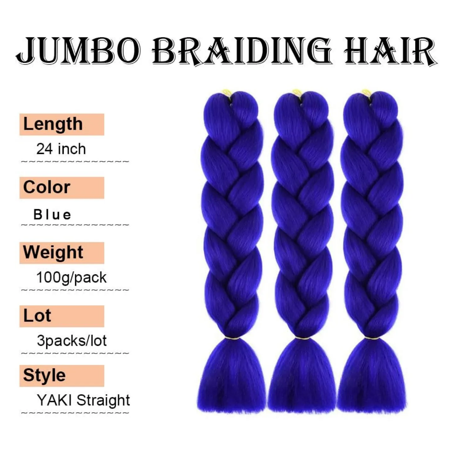 24 Inches Jumbo Braiding Hair Extensions for Women Kanekalon High Temperature Synthetic Braiding Hair for Twist Crochet Braids