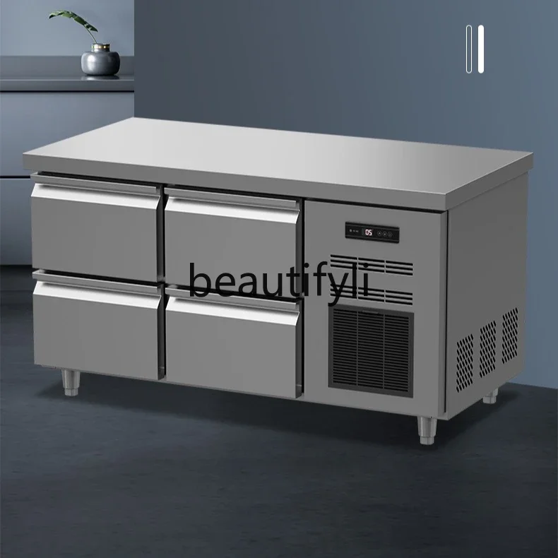 Hot sales Drawer-Type Fresh-Keeping Cabinet Commercial Freezer Kitchen Stainless Steel Operation Table Refrigerator Refrigerated