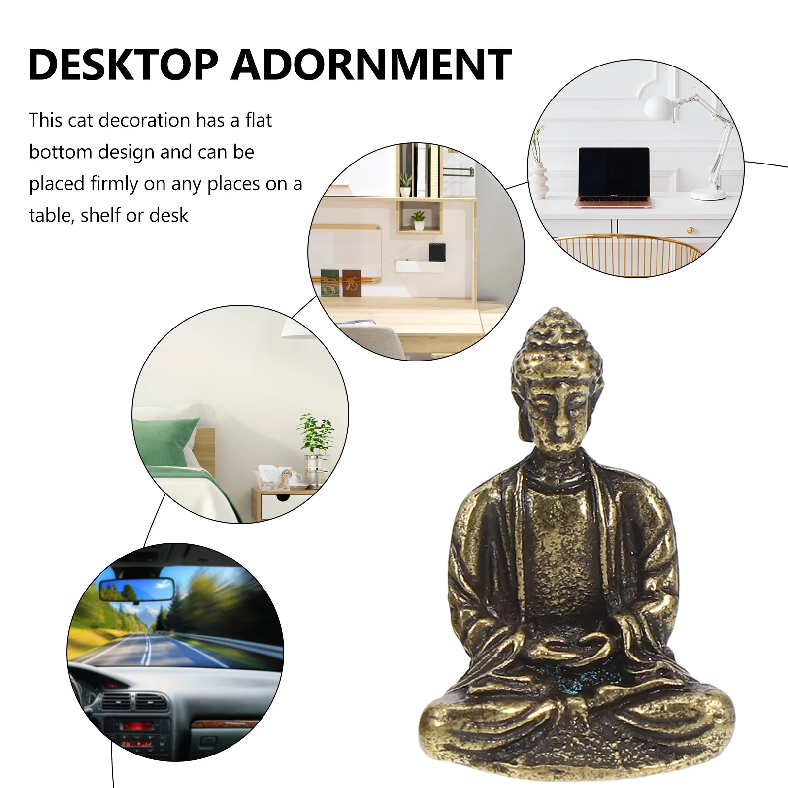 

Mini Buddha Statue 2pcs Zinc Alloy Golden Desktop Decor Figurine for Tabletop Outdoor Decoration