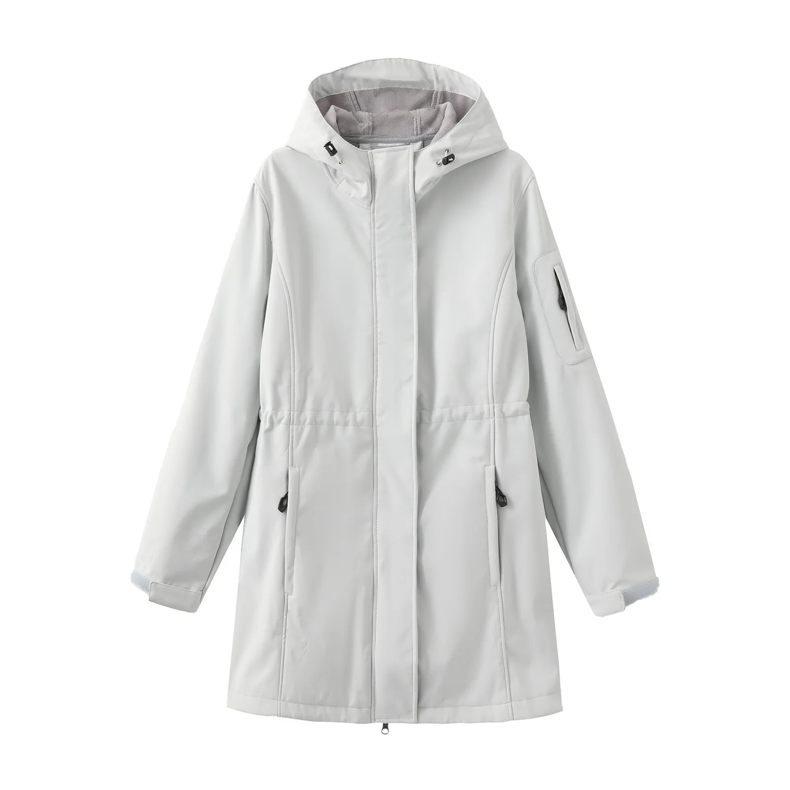 

Новое осенне-зимнее модное повседневное пальто с длинными рукавами и карманами на молнии, однотонное облегающее пальто с капюшоном, 5 цветов