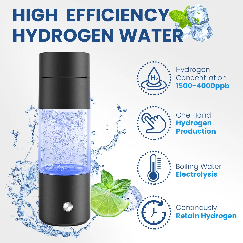 4000ppb Hydrogen Water Bottle Hydrogen Water Generator Bottle SPE PEM Hydrogen Rich Water Bottle for Friend,Office,Travel Use