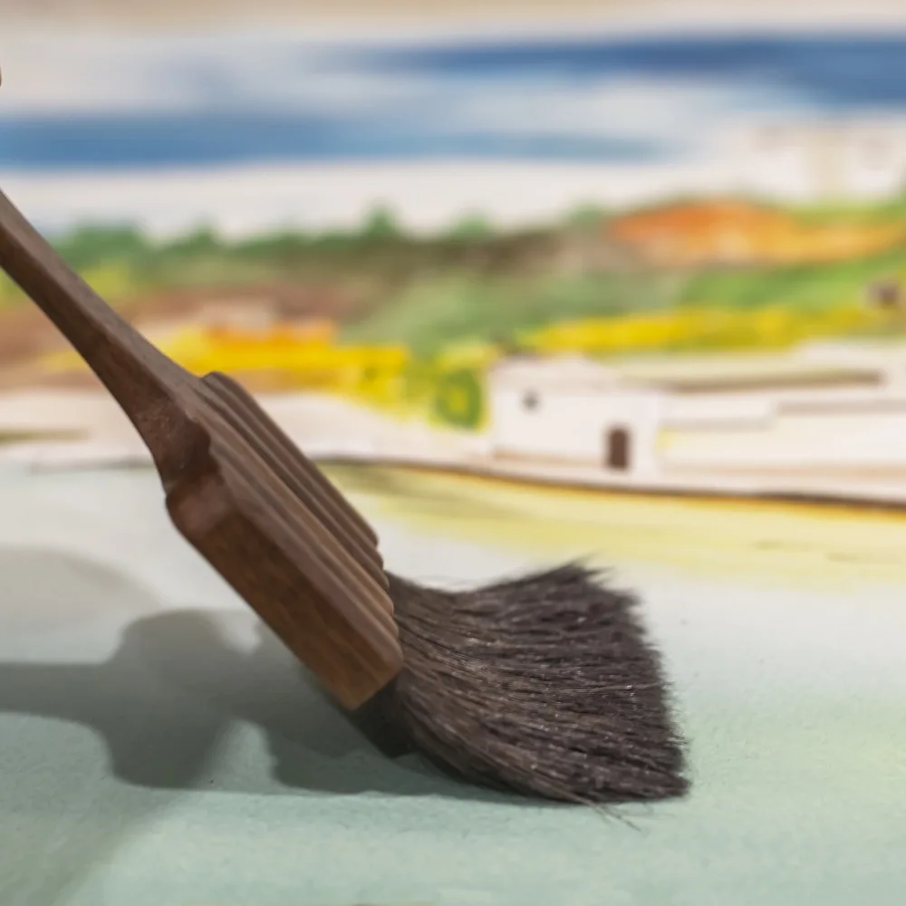 Pincel de pintura de madera de nogal Artsecret para acuarela acrílica, dibujo al óleo, oreja de buey, pelo de cabra, mezcla, pincel de artista de 1,57-2,36 pulgadas