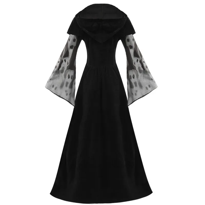 Disfraz de Halloween Vintage para mujer, vestido gótico de bruja, vampiro, fantasma, vestidos de fiesta estampados, fantasma Medieval, ropa de novia