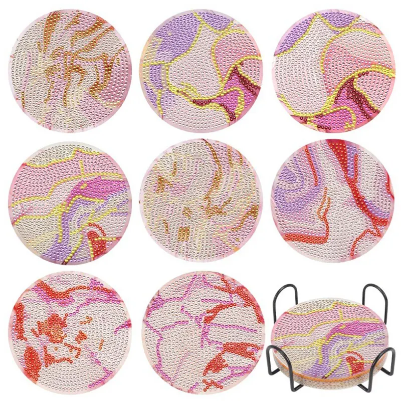 

DIY Diamond Painting Coaster Set Sunrise And Sunset Seabed And Seaside Animals And Plants Landscape Art Cup Pad With Holder