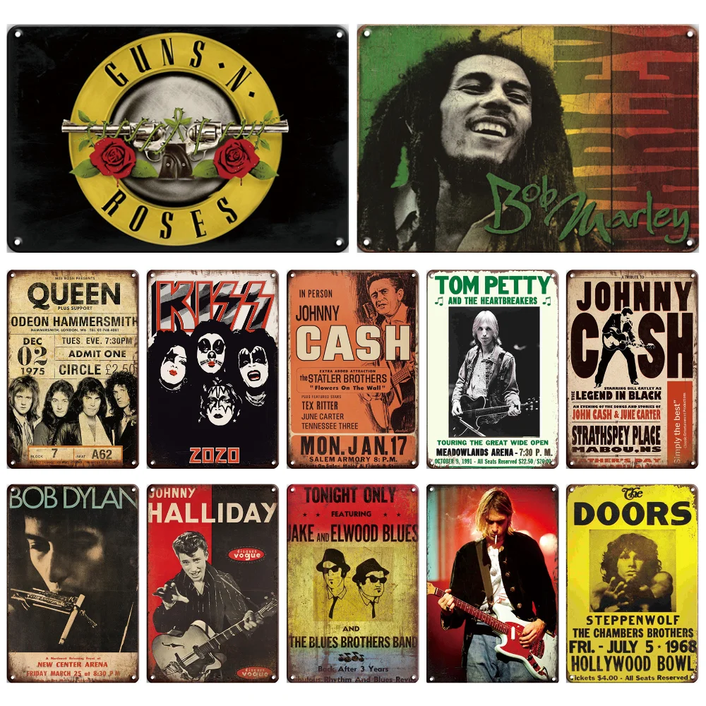 INEED Classics Rock N Roll Band Vintage Art Metal Poster Tin Sign Retro Man Cave Music Club Bar Pub Cafe Decorative Plaques