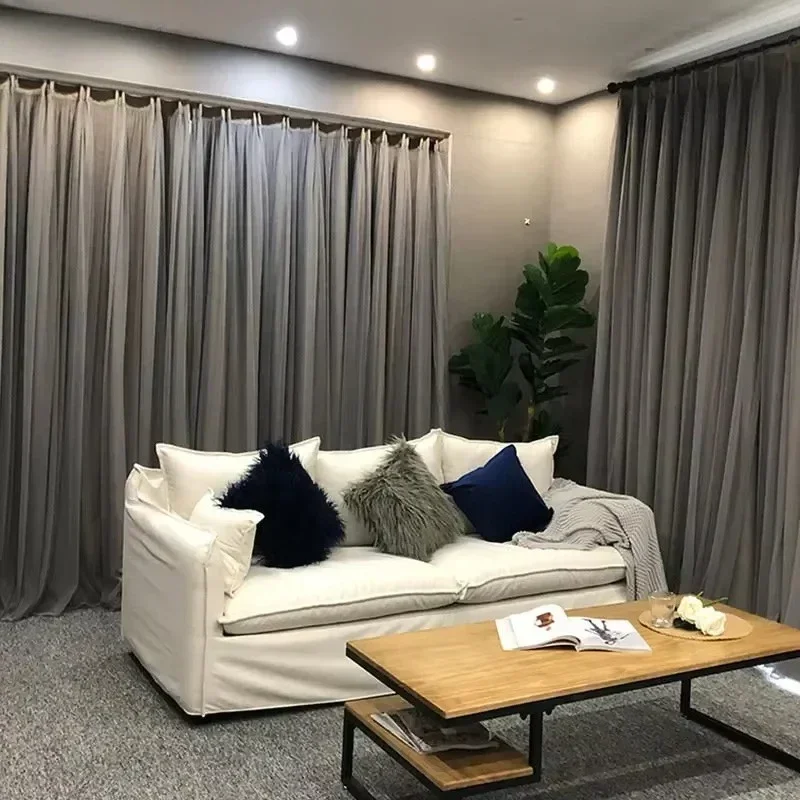 

European Luxury Double-layer Lace Dark Gray Tulle Curtains for Living Room Bedroom Dining Room Blackout Elegant Window Custom