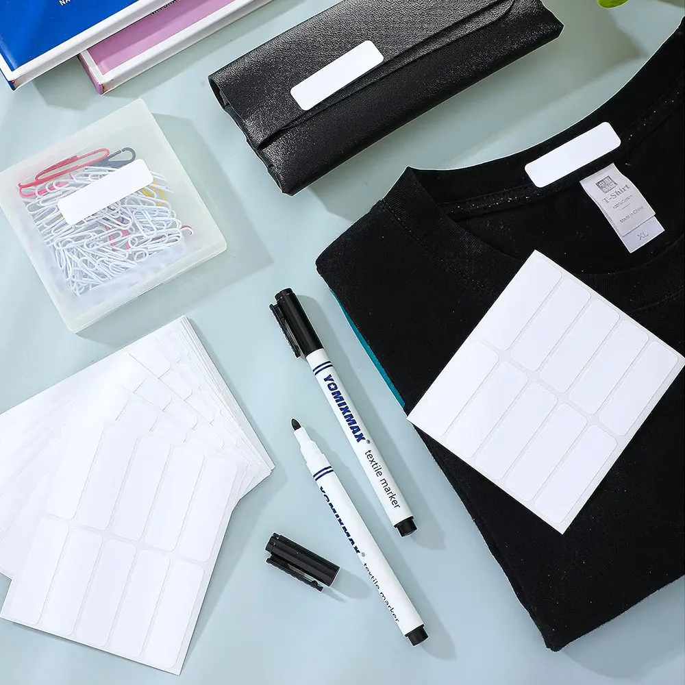 No-Iron Clothing Labels Wash Writable Self Adhesive Name Labels with Permanent Fabric Marker For Daycare Washer and Dryer Safe