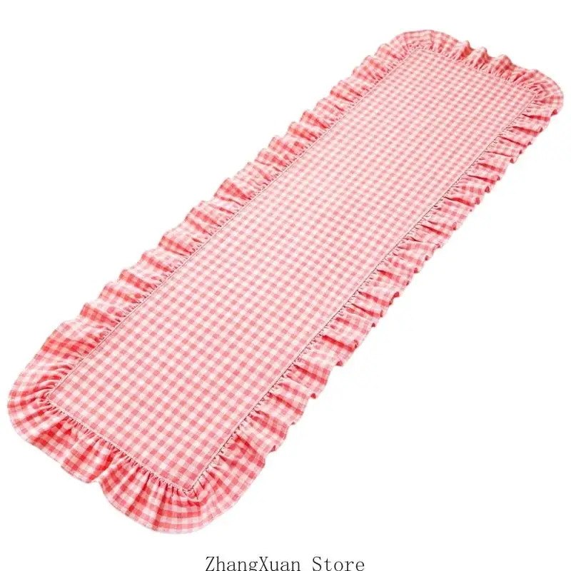 Gingham-Tischläufer mit Rüschenbesatz für den Küchentisch und tägliche Essenscenter-Styling 3XUF – Detail 7
