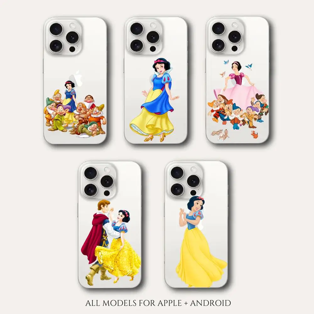 S-Snow White Handyhülle für iPhone 17 16 15 11 14 12 13 16 Pro Max X XR XS Max Plus Transparente Weiche Schutzhülle