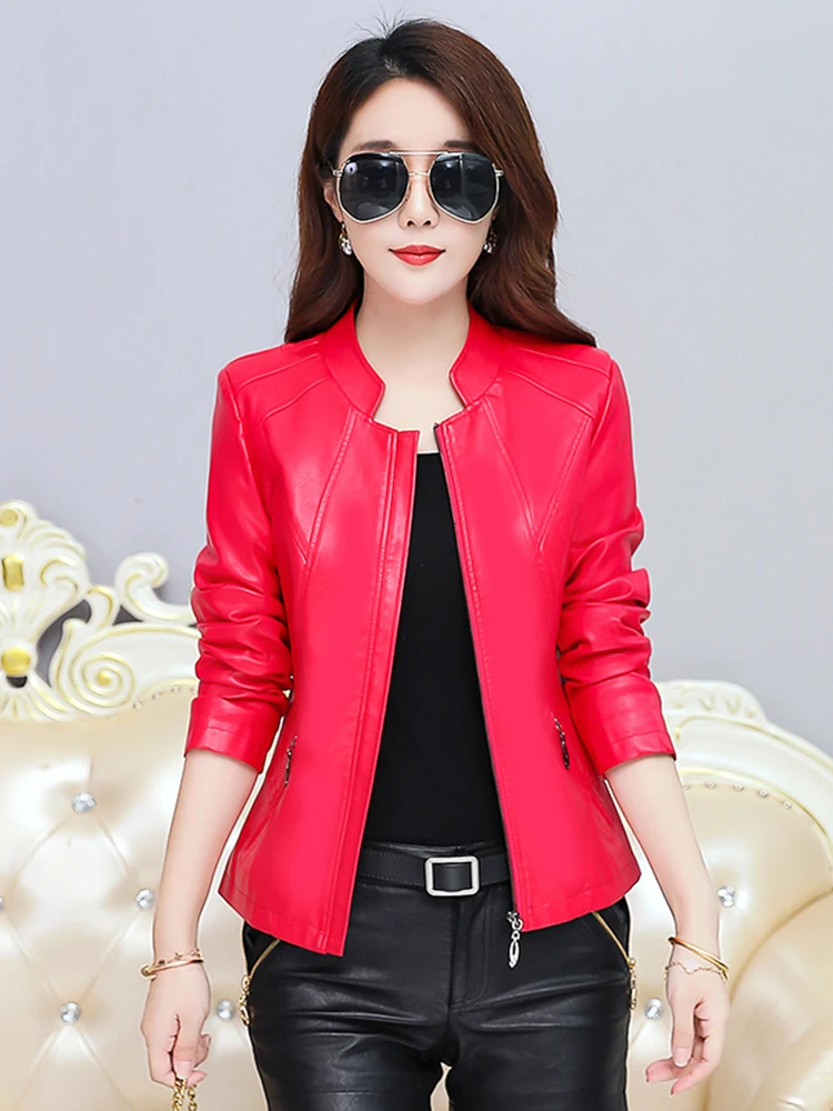 Giacca in Vera Pelle da Donna, Stile Coreano Slim Fit, Nuova Collezione Primavera Autunno, Taglie Grandi, Cappotto in Pelle alla Moda