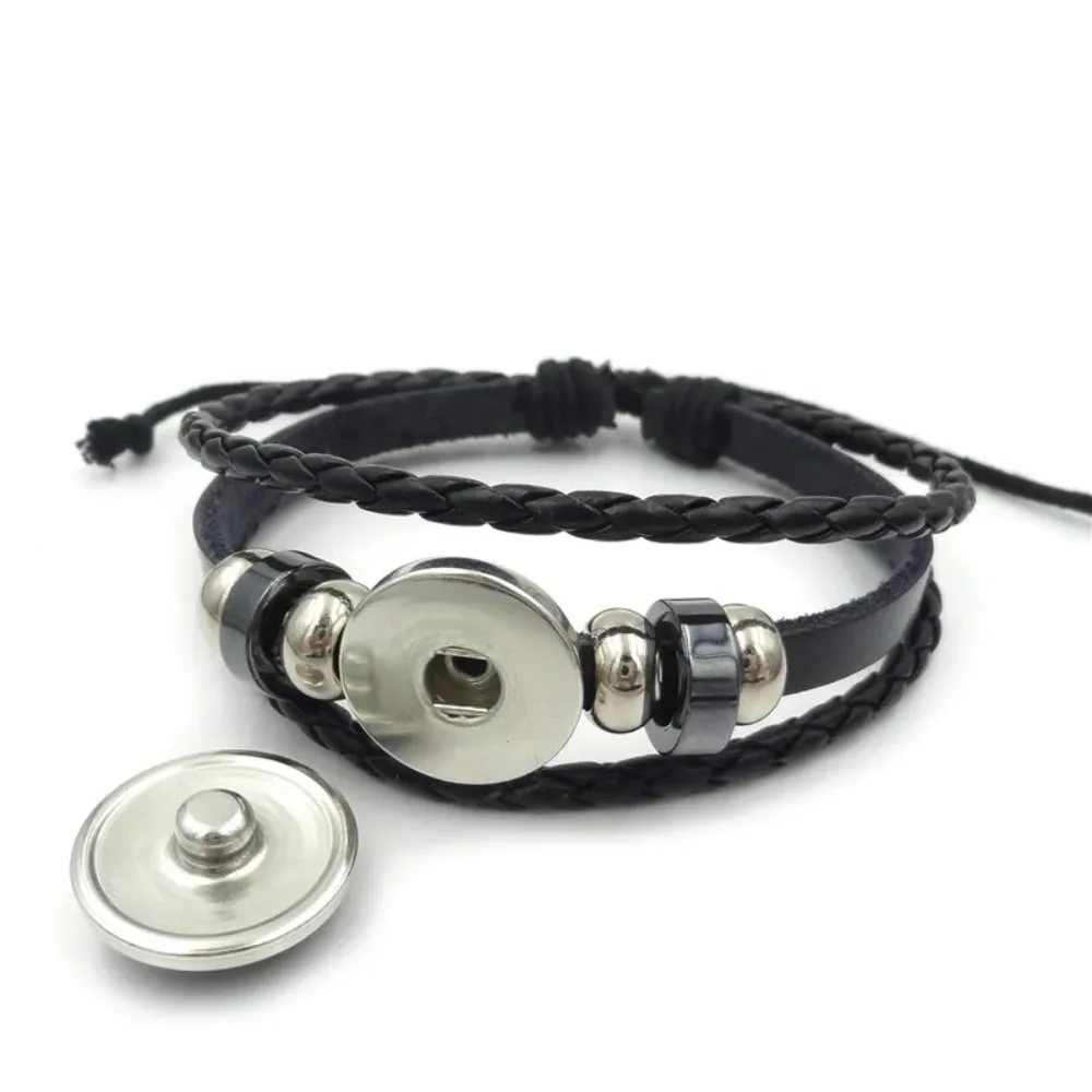 Weave Leather Bracelet Glass Cabochon Adjustable Bangle Jewelry for Women  Gift image 3