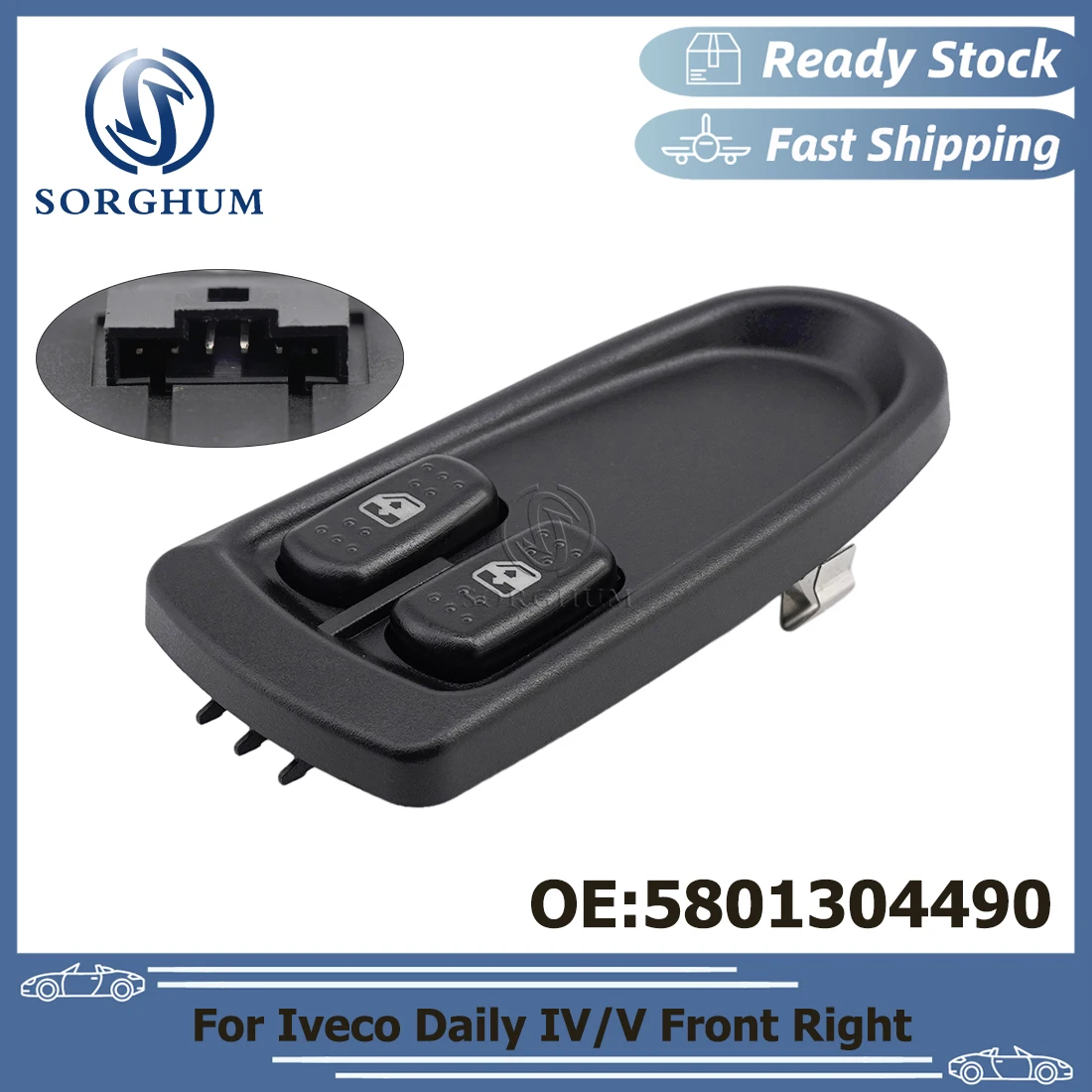 

SORGHUM For 2006-2012 Iveco Daily IV/V Front Right Electric Window Double Switch Button Lifter Control Regulator 5801304490