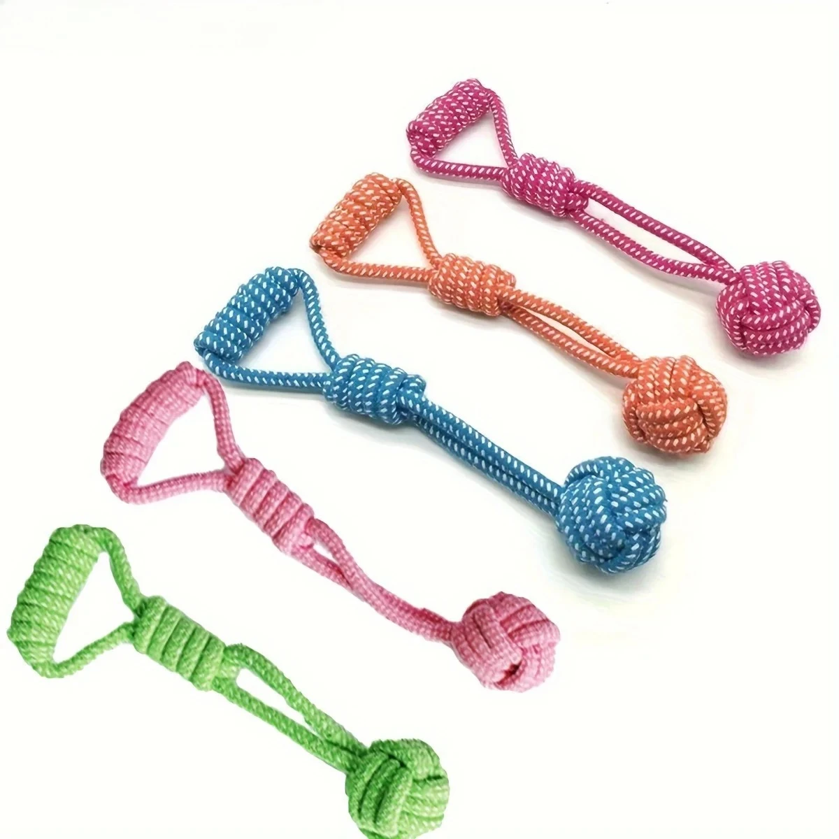 2pcs Durable Dog Rope Toy with Ball - All-Breed Chew and Tug Plaything Random Color Selection