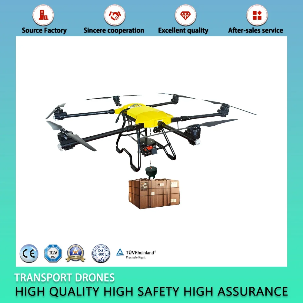 Large Load Transport Electric Drones are Used for Agricultural Spraying and Also for Heavy Transport in Hazardous Areas