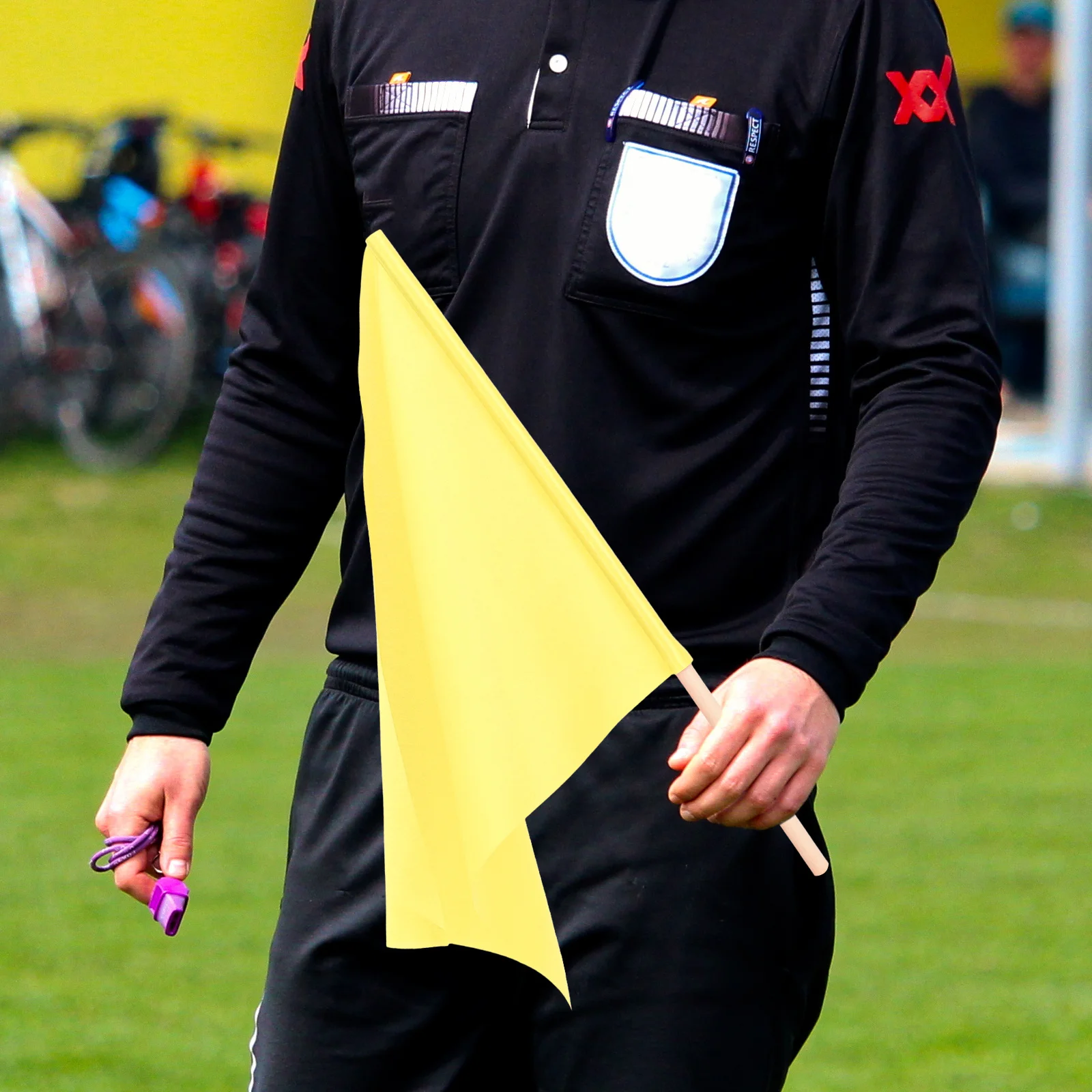 4pcs Yellow Referee Hand Soccer Football Signal Flags Sports Event Racing Party Competition Conducting Lightweight Durable Match