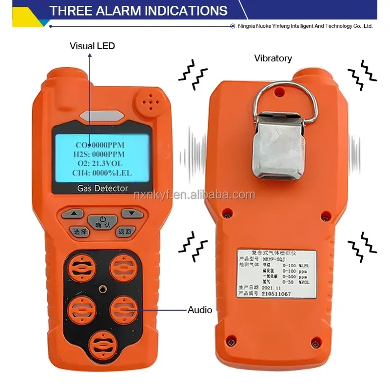 NH3 CO2 EX 5 1 Portable LCD Display Leak Detector Handheld Composite Industrial Laboratory Use Includes 5