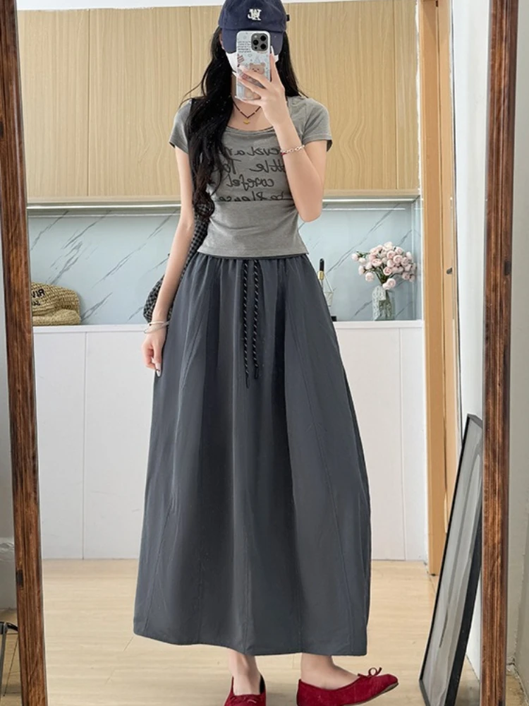 New Autumn Slimming Pumpkin Skirt Long Skirt Flower Bud Skirt High Waist Quick Drying Workwear Half Skirt Plus Size Dress