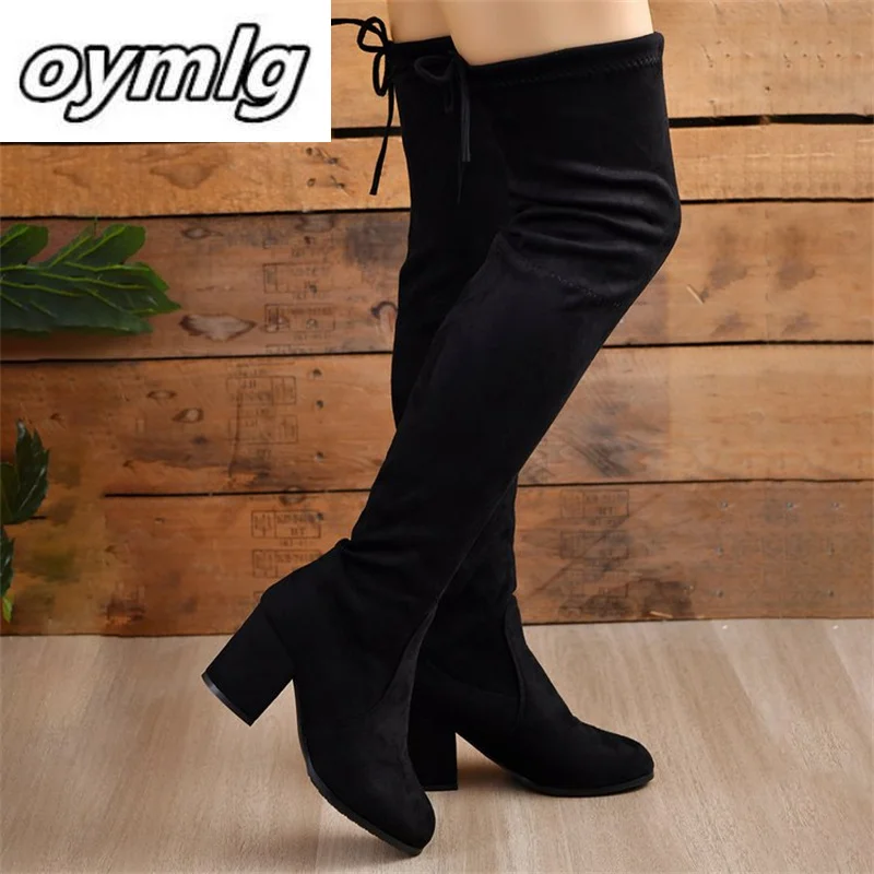 2024 autumn and winter new knee high boots for women, slimming and elastic boots, high heels, high boots, thick heels, long