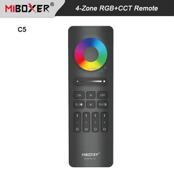 C5 4-Zone RGB+CCT Remote 3V Wireless Dimmer Switch Color temperature adjustable Dim brightness control MiBoxer 2.4G led lamps