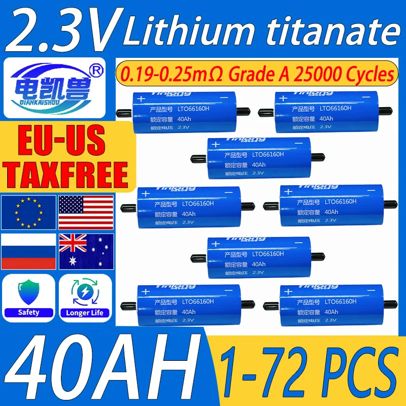 

Класс A yinlong 2,3 В 40 Ач литиевый титанат LTO 66160H аккумулятор 10c высокой мощности DIY 12 В 24 В 48 В солнечный динамик автомобильный аккумулятор