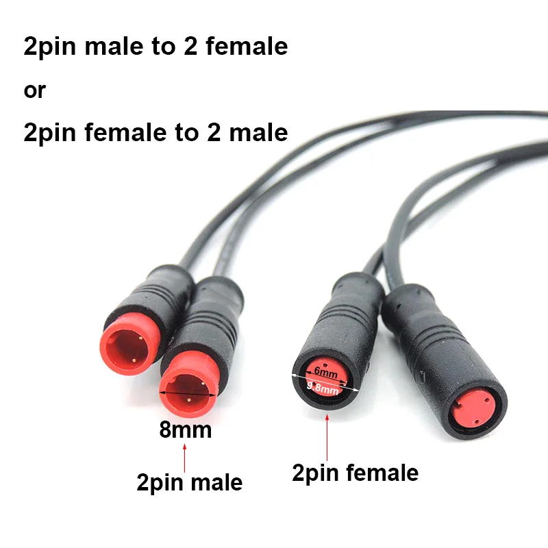 m8 Y Splitter 1 male female to 2Pin way female male cable Splitter Connector Julet 9mm Signal Sensor E-bike Motor Waterproof