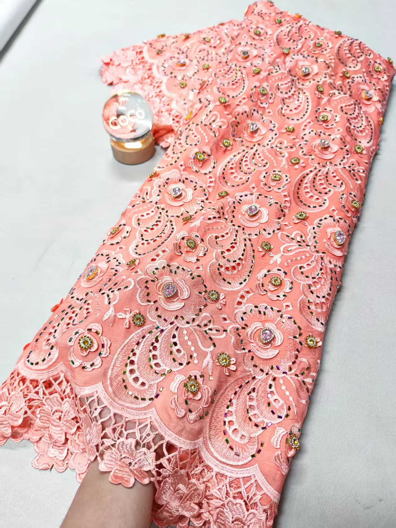 

Latest 2025 African Lace Fabric High Quality,Cotton Fabric Per Meter,Embroidery,Linen,Party Dresses,Tulle,Rhinestone,5 Yards