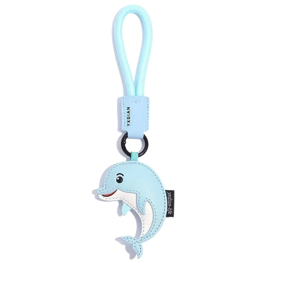 Fashion PU Leather Dolphin Keychain Shark Whale Dolphin Pendant Birthday Gifts Ocean Animal Car Keyring Students