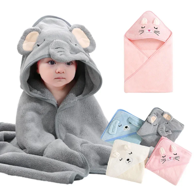 Newborn Towel Blanket Cute Toddler Bathrobe Warm Sleeping Bed Set Boys Girls Hooded Swaddle Wrap Cartoon Baby Bath Towels Soft