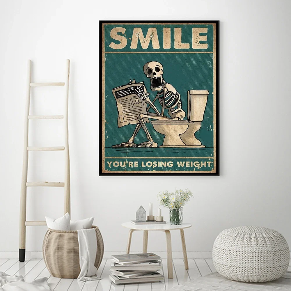 Smile Youre Losing Weight Metal Canvas Poster  Be Kind Lose Your Mind Find Your Soul  Vintage Wall Decor for Home