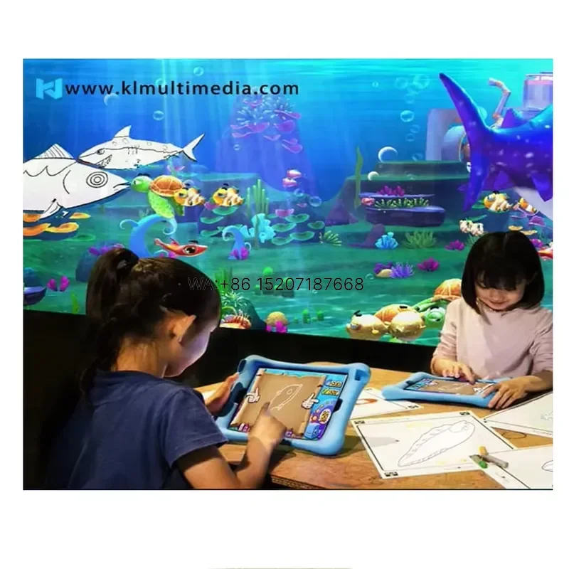 Wmwmnu for Interactive Painting Games Wall 3D Magic AR Drawing Projector Alive Draw Aquarium Fish Projection for Children