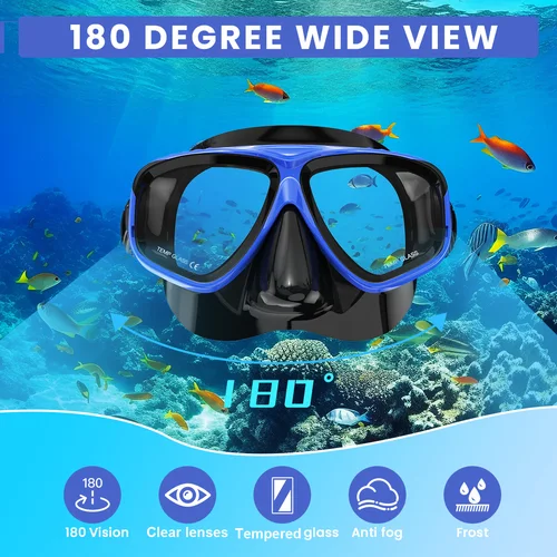 Imagen 2 del producto Máscara de buceo óptica para miopía, gafas de buceo, gafas de natación, gafas templadas, lectura para miopía,-1,0 a -9,0