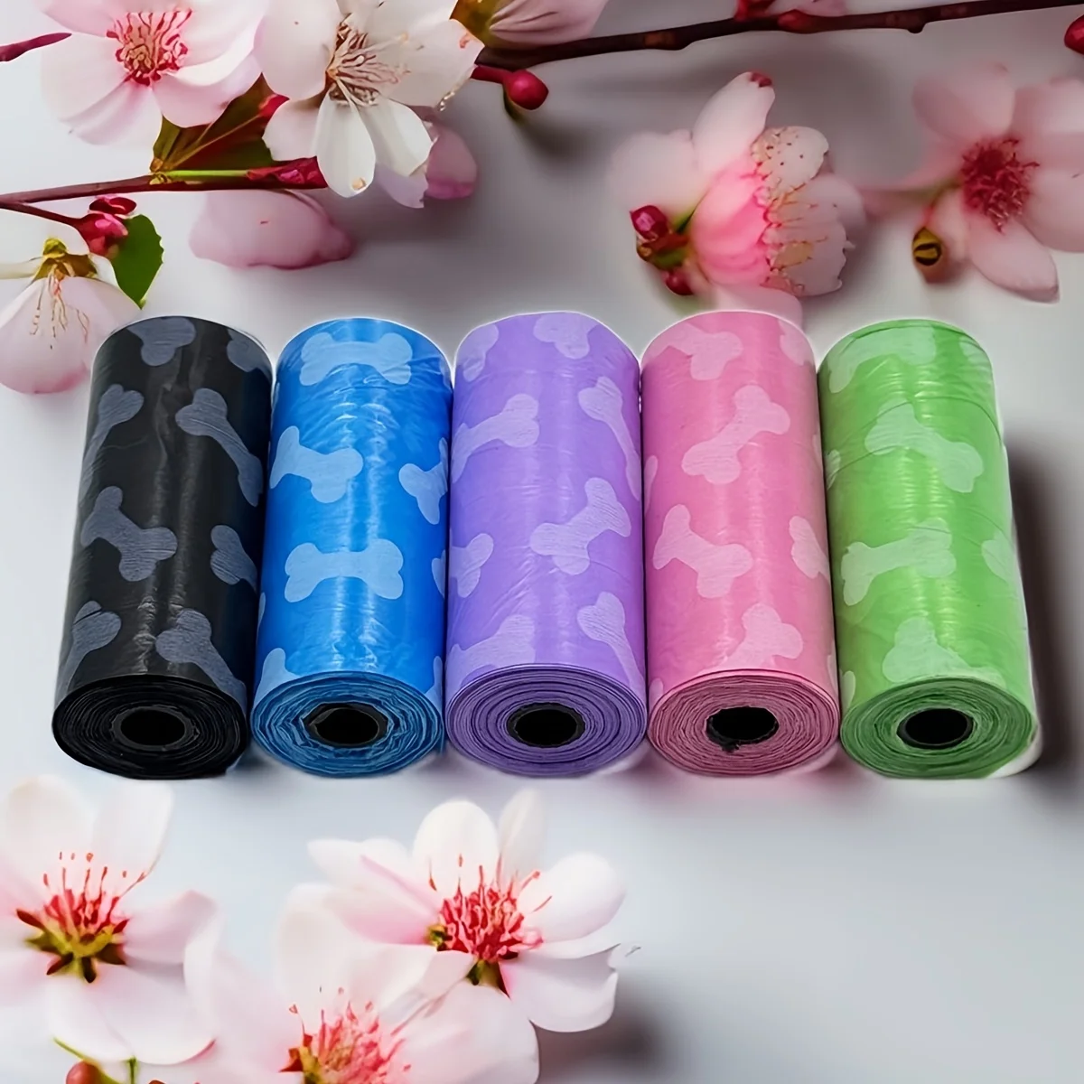 10/20 قطعة من أكياس قمامة الكلاب المطبوعة على شكل عظمة - أكياس سميكة ومتينة ومقاومة للرائحة للحيوانات الأليفة بألوان عشوائية للكلاب والقطط الداخلية والخارجية