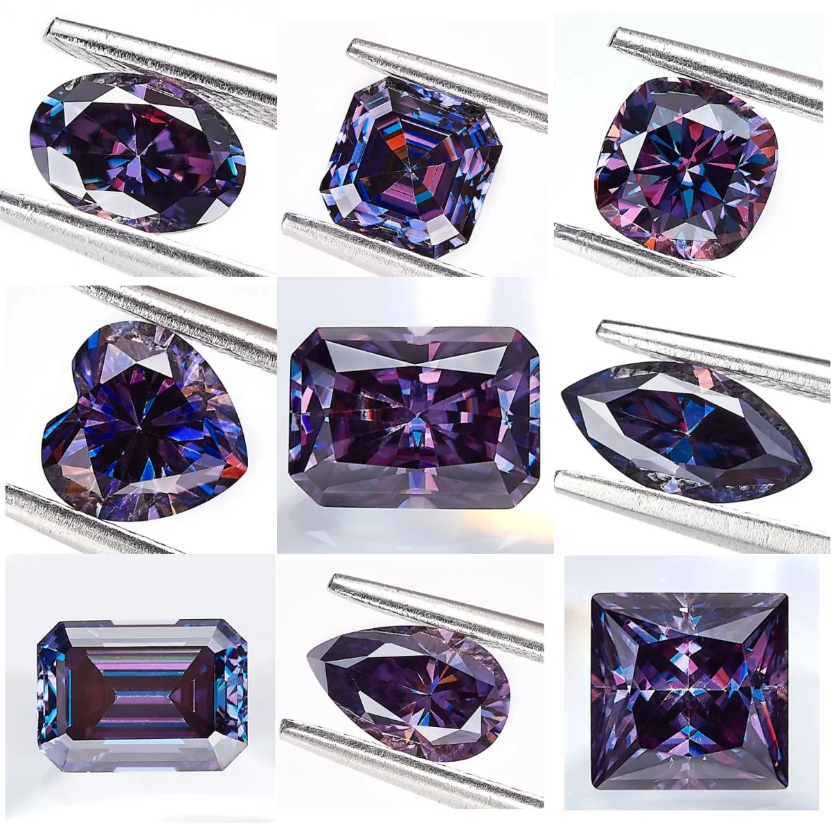 

Lab Creat Moissanite GemStone Royal Purple Loose Brilliant 1~5ct Round/Pear/Oval/Emerald shape Shining Pass test For jewelry