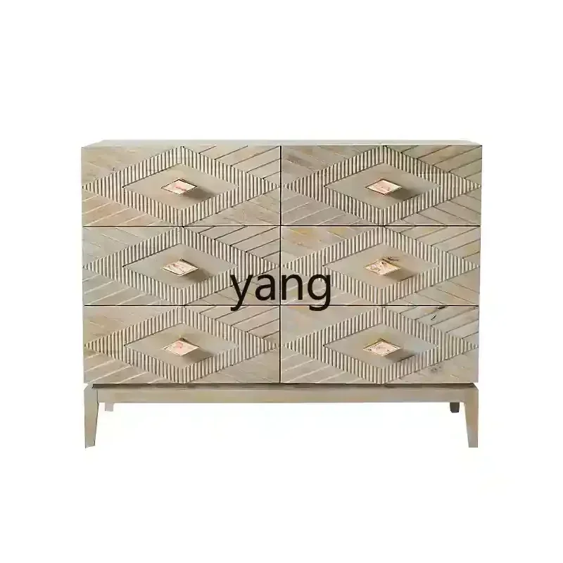 

LH rural retro solid wood dining side cabinet, entrance cabinet, shoe cabinet, engraved and made old wine cabinet