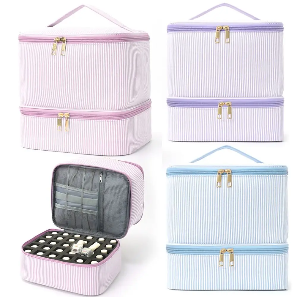 

Двухслойная сумка-органайзер для лака для ногтей, 30-секционная сумка для набора для ухода за ногтями большой емкости, ручная косметичка для любителей ногтей