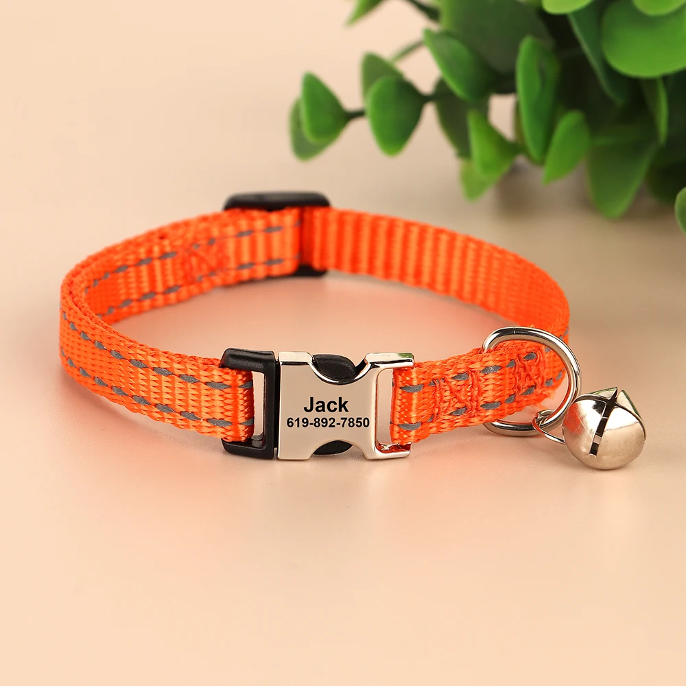 Personalisiertes Katzenhalsband, verstellbare Halsbänder für kleine Hunde und Kätzchen, kostenlose individuelle ID-Namenshalsbänder für Haustiere, Anti-Verlust-Halsbänder für Katzen – Detail 39